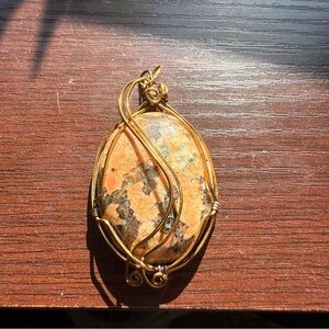 Bronze Wire Wrapped Stone Pendant